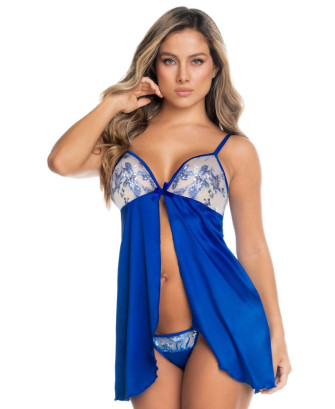 Babydoll et string bleu 